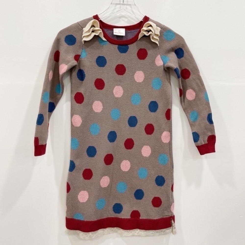 Hanna Andersson Ruffle Sweater Dress Polka Dot 130